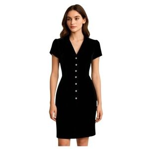 Vintage Adrianna Papell Vamp Retro Pin Up Rockabilly 10 Velvet Sheath Dress